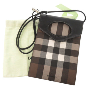 美品 バーバリー チェック柄 フォンケース レザー PVC ブラウン ショルダーバッグ ポシェット 0974【中古】BURBERRY