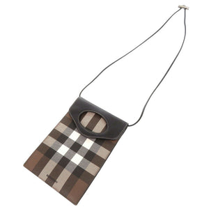 美品 バーバリー チェック柄 フォンケース レザー PVC ブラウン ショルダーバッグ ポシェット 0974【中古】BURBERRY