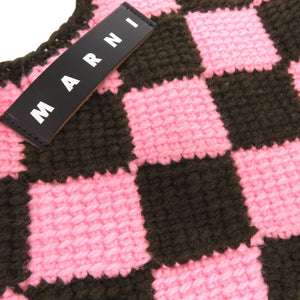 新品同様 マルニ マルニマーケット MARKET DIAMOND ウール ブラウン ピンク ハンドバッグ 0993【中古】MARNI