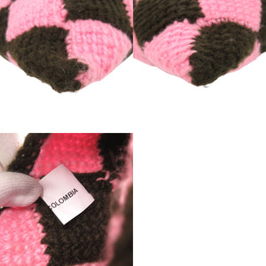 新品同様 マルニ マルニマーケット MARKET DIAMOND ウール ブラウン ピンク ハンドバッグ 0993【中古】MARNI