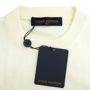 新品同様 ルイ ヴィトン レインボーインタルシア カシミヤ ウール サイズS アイボリー 半袖ニット LV 1003【中古】LOUIS VUITTON メンズ