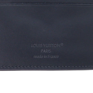 新品同様 ルイ ヴィトン ポルトフォイユ マルコ アエログラム M81742 レザー ネイビー 二つ折り財布 紺 LV 1005【中古】LOUIS VUITTON メンズ