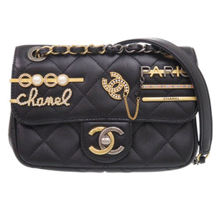 新品同様 シャネル マトラッセ クリップココ ラムスキン ブラック チェーンショルダーバッグ 黒 1014【中古】CHANEL