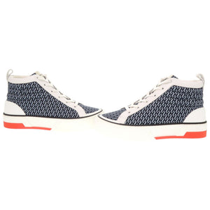 未使用 エルメス ガッド キャンバス レザー サイズ40 ネイビー ホワイト ハイカット スニーカー 1055【中古】HERMES