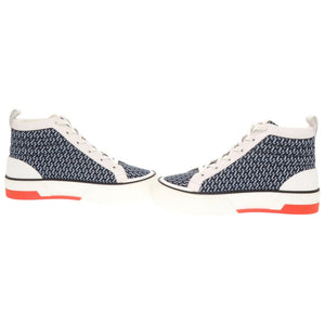 未使用 エルメス ガッド キャンバス レザー サイズ40 ネイビー ホワイト ハイカット スニーカー 1055【中古】HERMES