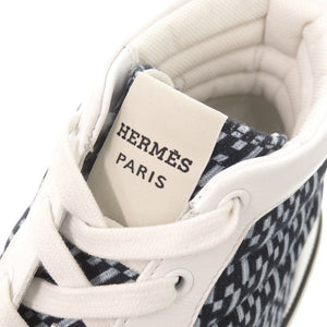 未使用 エルメス ガッド キャンバス レザー サイズ40 ネイビー ホワイト ハイカット スニーカー 1055【中古】HERMES