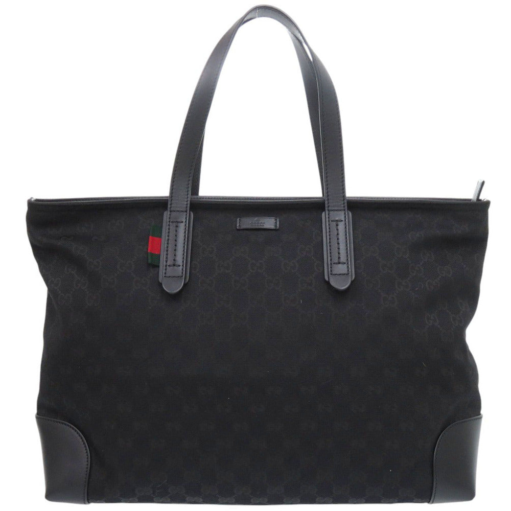 美品 グッチ 308928 GGキャンバス ブラック トートバッグ 黒 1092【中古】GUCCI