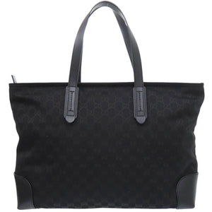 美品 グッチ 308928 GGキャンバス ブラック トートバッグ 黒 1092【中古】GUCCI