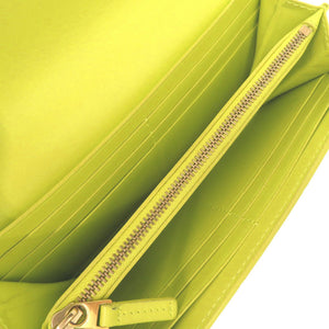 ボッテガヴェネタ イントレチャート レザー イエローグリーン 長財布 1095【中古】BOTTEGAVENETA