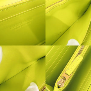 ボッテガヴェネタ イントレチャート レザー イエローグリーン 長財布 1095【中古】BOTTEGAVENETA