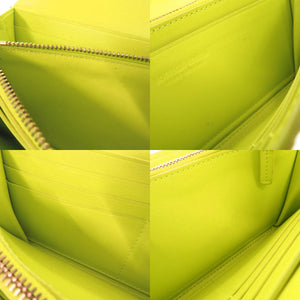 ボッテガヴェネタ イントレチャート レザー イエローグリーン 長財布 1095【中古】BOTTEGAVENETA