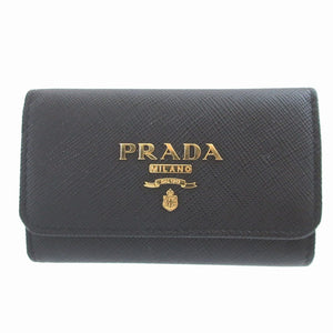 新品同様 プラダ 1PG004 サフィアーノレザー ブラック 黒 4連 キーケース 1123【中古】PRADA