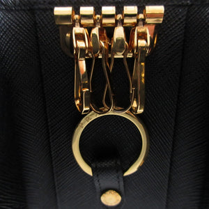 新品同様 プラダ 1PG004 サフィアーノレザー ブラック 黒 4連 キーケース 1123【中古】PRADA
