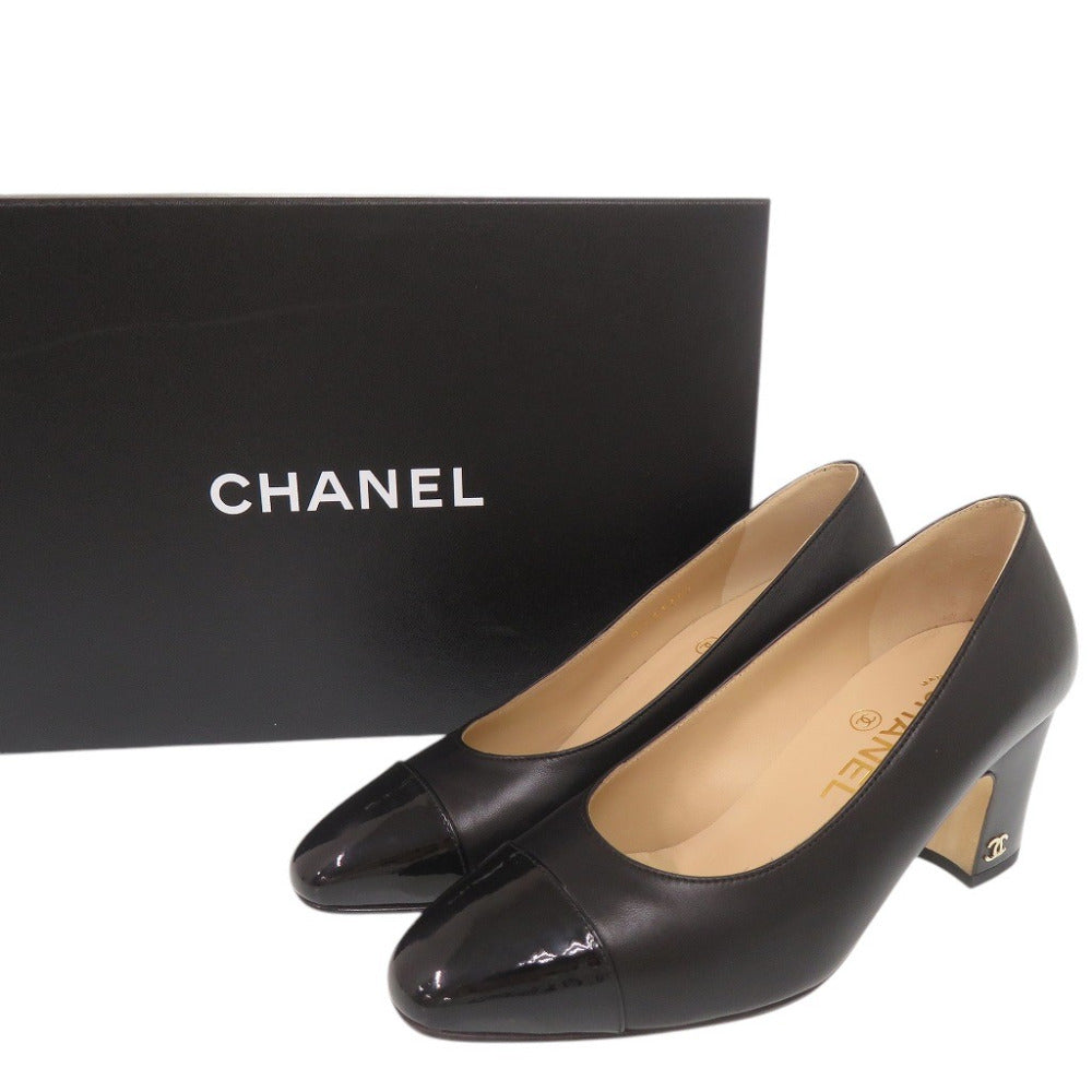 未使用 シャネル ココマーク サイズ35C レザー パテント ブラック パンプス 黒 1161【中古】CHANEL