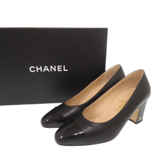 未使用 シャネル ココマーク サイズ35C レザー パテント ブラック パンプス 黒 1161【中古】CHANEL