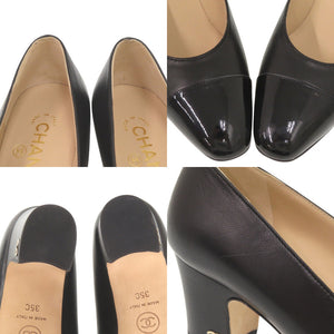 未使用 シャネル ココマーク サイズ35C レザー パテント ブラック パンプス 黒 1161【中古】CHANEL