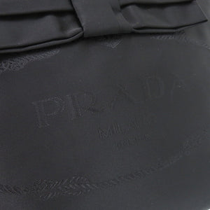 美品 プラダ ロゴ リボン 1BG052 ブラック トートバッグ 黒 1166【中古】PRADA