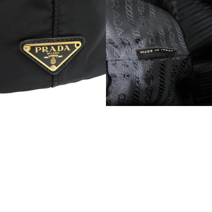 美品 プラダ ロゴ リボン 1BG052 ブラック トートバッグ 黒 1166【中古】PRADA