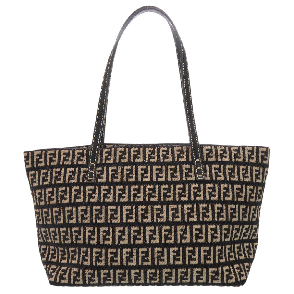 美品 フェンディ ズッカ柄 キャンバス ブラックハンドバッグ 黒 1175【中古】FENDI