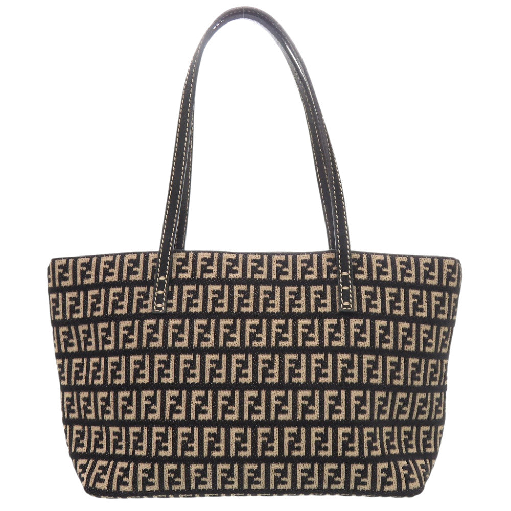 美品 フェンディ ズッカ柄 キャンバス ブラックハンドバッグ 黒 1175【中古】FENDI