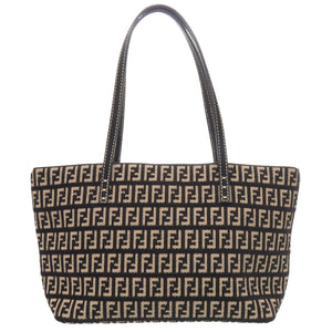 美品 フェンディ ズッカ柄 キャンバス ブラックハンドバッグ 黒 1175【中古】FENDI
