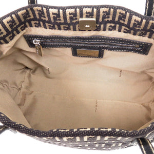 美品 フェンディ ズッカ柄 キャンバス ブラックハンドバッグ 黒 1175【中古】FENDI