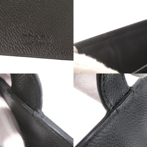 美品 プラダ ロゴ レザー ネイビー 長財布 二つ折り長財布 札入れ 1197【中古】PRADA