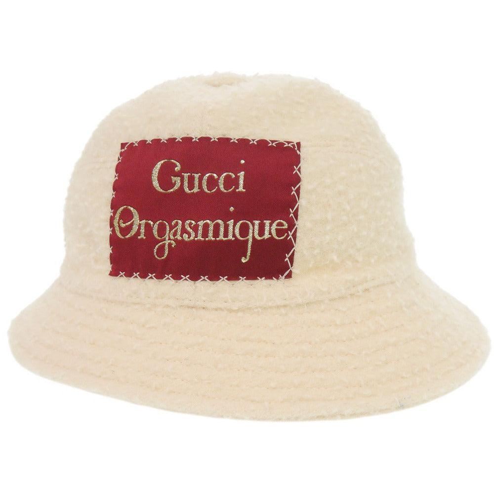 美品 グッチ Orgasmique 627041 ウール/コットン アイボリー 帽子 バケットハット 1201【中古】GUCCI