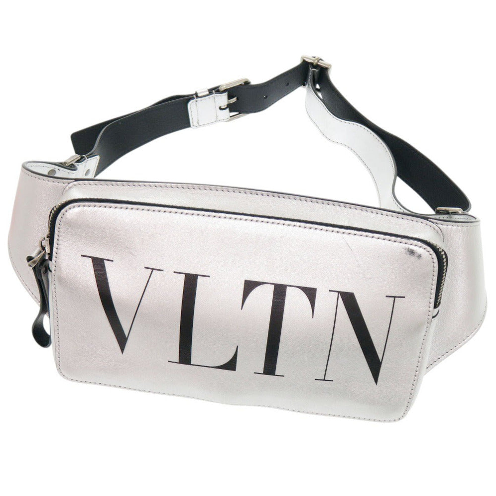美品 ヴァレンティノ ガラヴァーニ VLTN XY2B0719UYS レザー シルバー ウエストバッグ ボディバッグ 1204【中古】Valentino Garavani メンズ