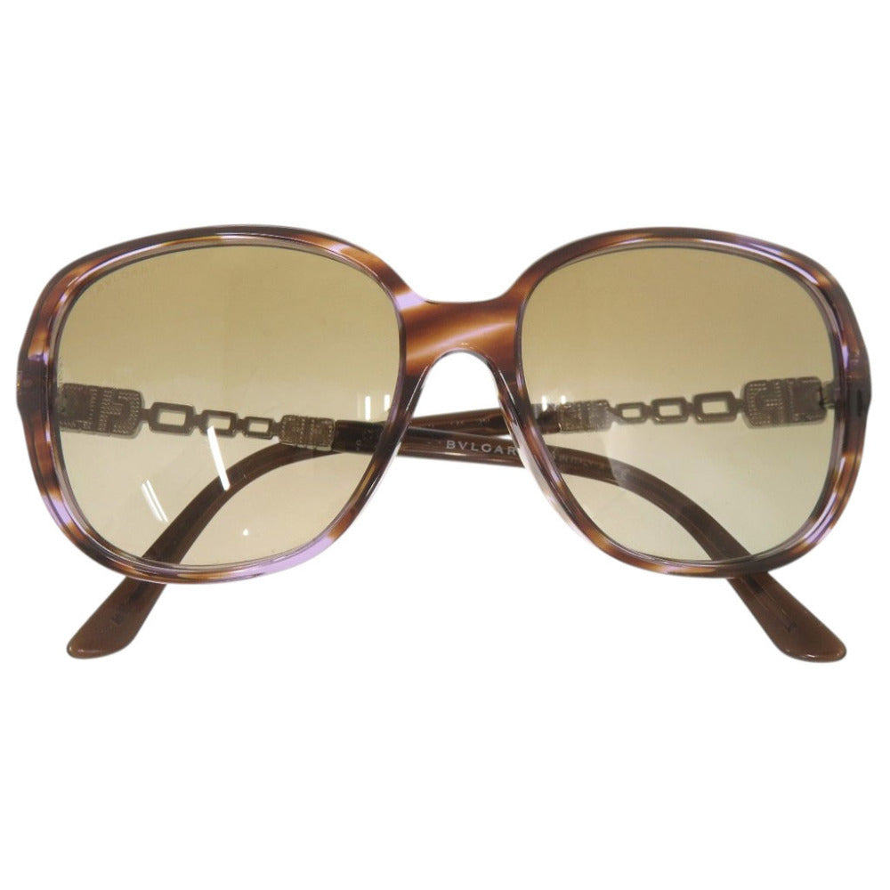 ブルガリ ロゴ プラスチック ラインストーン ブラウン サングラス 1206【中古】BVLGARI