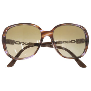 ブルガリ ロゴ プラスチック ラインストーン ブラウン サングラス 1206【中古】BVLGARI