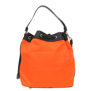 美品 モスキーノ ナイロン レザー オレンジ ブラック 2way ハンドバッグ ショルダーバッグ 1269【中古】MOSCHINO