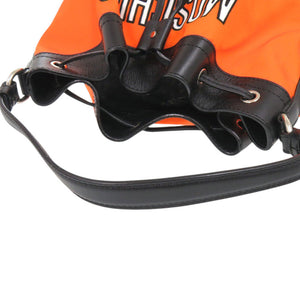 美品 モスキーノ ナイロン レザー オレンジ ブラック 2way ハンドバッグ ショルダーバッグ 1269【中古】MOSCHINO