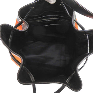 美品 モスキーノ ナイロン レザー オレンジ ブラック 2way ハンドバッグ ショルダーバッグ 1269【中古】MOSCHINO
