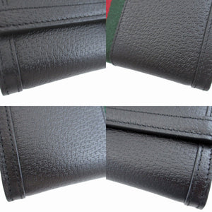 新品同様 グッチ 523153 シェリー オフィディア レザー ブラック 黒 2つ折り長財布 財布 1295【中古】GUCCI