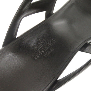 未使用 エルメス リパリ 70 ナッパ サイズ38 1/2(25cm) ブラック サンダル 黒 1302【中古】HERMES