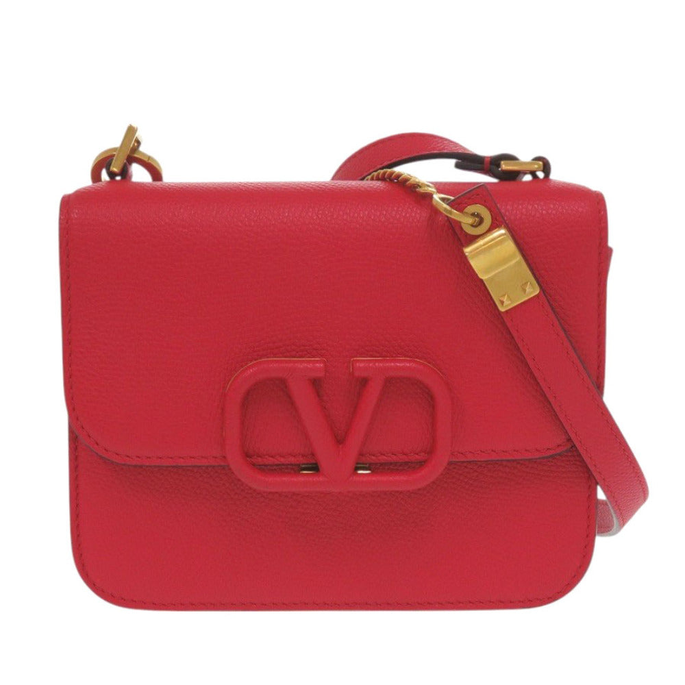 美品 ヴァレンティノ ガラヴァーニ Vスリング レザー レッド ショルダーバッグ 赤 1315【中古】Valentino Garavani