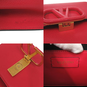 美品 ヴァレンティノ ガラヴァーニ Vスリング レザー レッド ショルダーバッグ 赤 1315【中古】Valentino Garavani