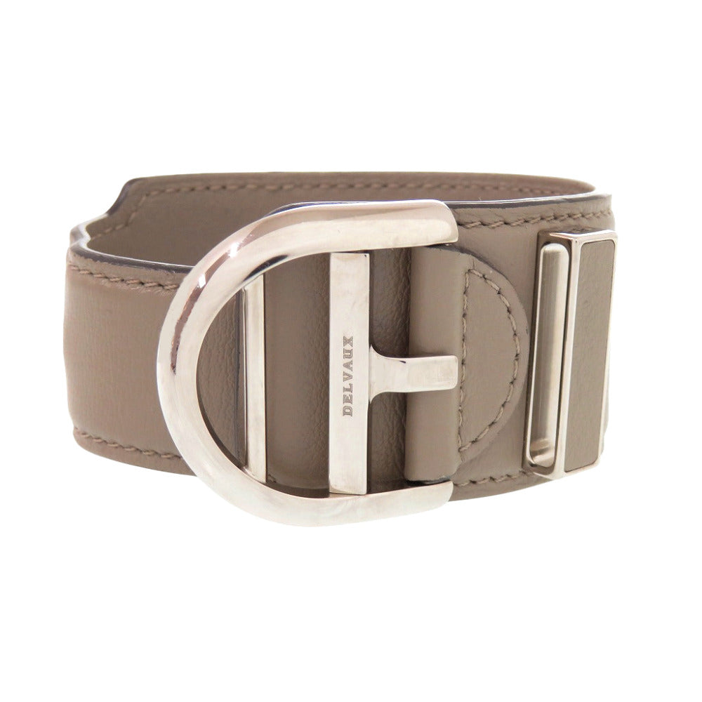 デルボー ブレスレット レザー グレー 1319【中古】DELVAUX