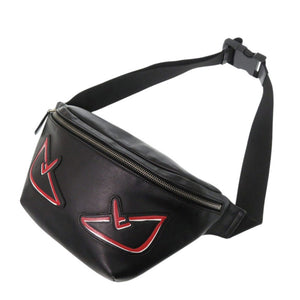 フェンディ バグズアイ 7VA434 レザー ブラック ボディバッグ ウエストバッグ 黒 1331【中古】FENDI