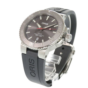 新品同様 オリス アクイス デイト 01 733 7730 4153 SS ラバー グレー 自動巻き 腕時計 1336【中古】ORIS