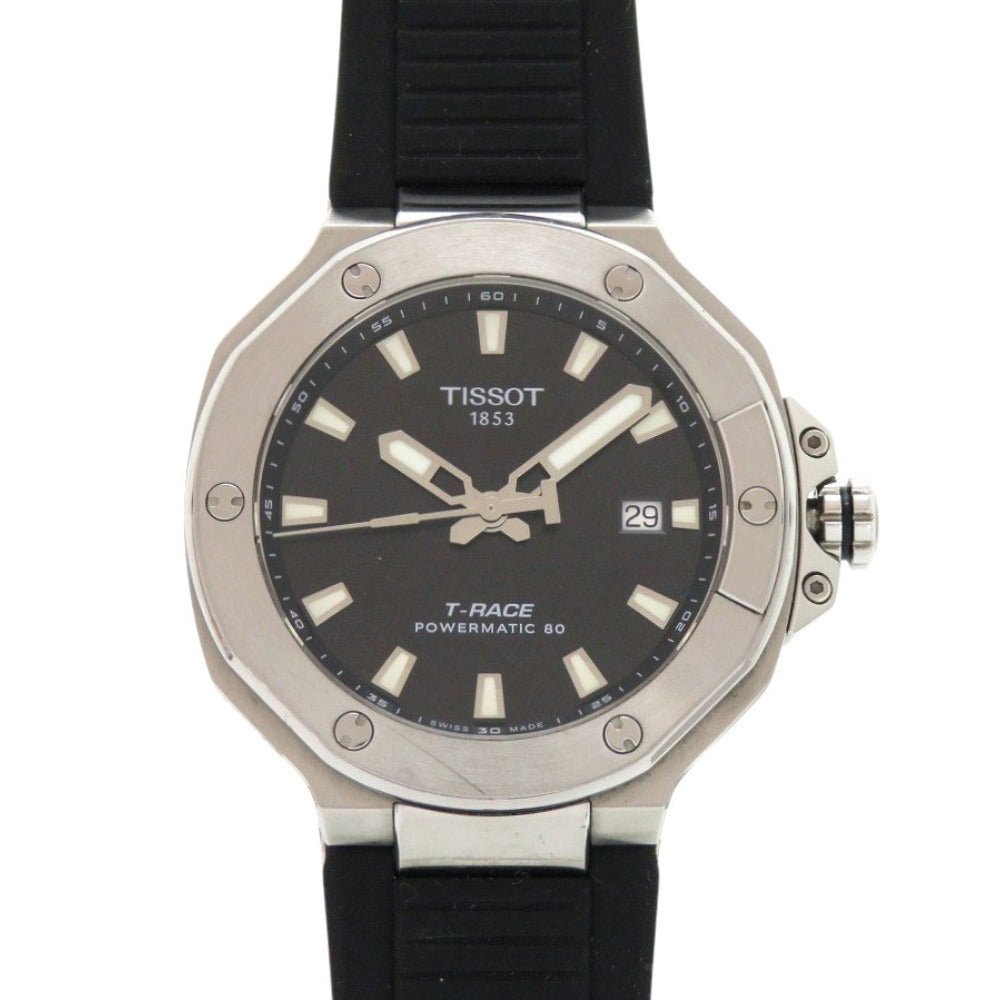 ティソ Tレース T141.807.17.051.00 SS ブラック 自動巻き 腕時計 黒文字盤 1345【中古】TISSOT