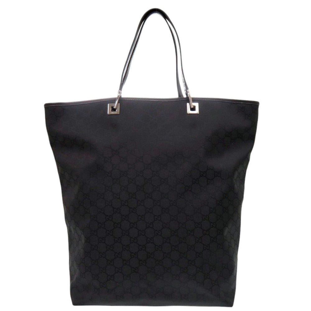 新品同様 グッチ GG柄 269123 ナイロン レザー ブラック トートバッグ 黒 1379【中古】GUCCI