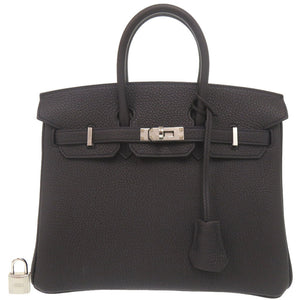 未使用品 エルメス バーキン25 トゴ ブラック シルバー金具 G刻印 ハンドバッグ 黒 1399【中古】HERMES