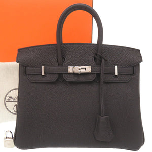 未使用品 エルメス バーキン25 トゴ ブラック シルバー金具 G刻印 ハンドバッグ 黒 1399【中古】HERMES