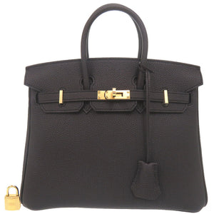 未使用品 エルメス バーキン25 トゴ ブラック ゴールド金具 G刻印 ハンドバッグ 黒 1400【中古】HERMES