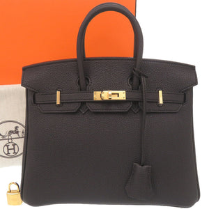 未使用品 エルメス バーキン25 トゴ ブラック ゴールド金具 G刻印 ハンドバッグ 黒 1400【中古】HERMES