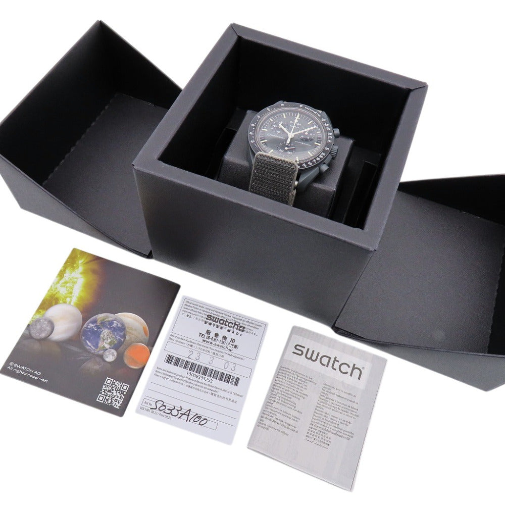 新品同様 オメガ × スウォッチ ミッション トゥ マーキュリー スピードマスター SO33A100 クオーツ 腕時計 ナイロン/バイオセラミック グレー 1403【中古】Swatch メンズ