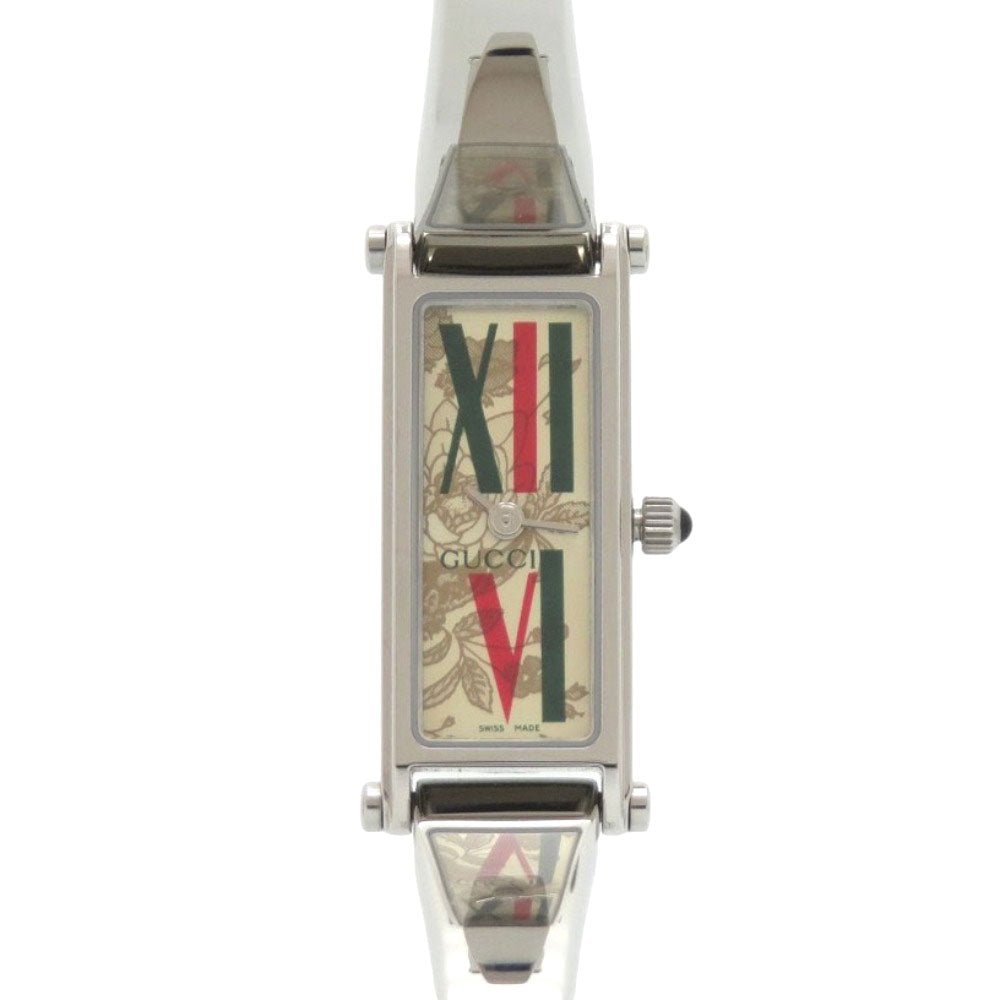 美品 グッチ 1500L 花柄 SS ゴールド シルバー クオーツ 腕時計 1408【中古】GUCCI