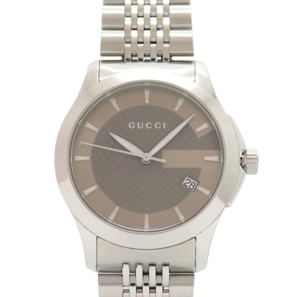 新品同様 グッチ Gタイムレス 126.4 YA126406 SS ブラウン クオーツ 腕時計 1409【中古】GUCCI